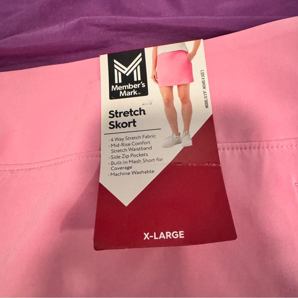 Members Mark Women's XL Stretch Woven Active Skort Pink S NWT